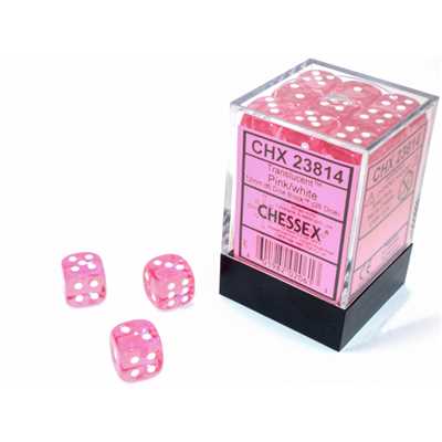 23814 12mm d6 Pink/White Dice Block (36-Dice)