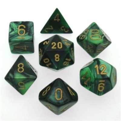 26439 Gemini Polyhedral Black-Green w/gold