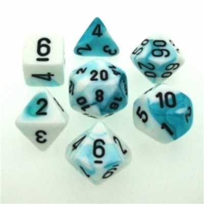 26444 Gemini Polyhedral Teal-White w/black