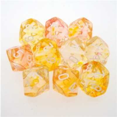 23272 Yellow/White Set of 10 d10's