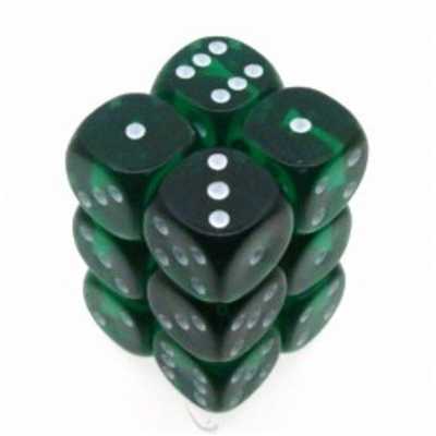 23605 16mm d6 Green/white Dice Block (12-Dice)