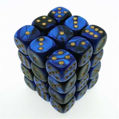 26835 Gemini 12mm d6 Black-Blue/gold