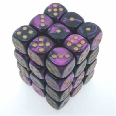 26840 Gemini 12mm d6 Black-Purple w/gold