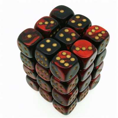 26833 Gemini 12mm d6 Black-Red/gold