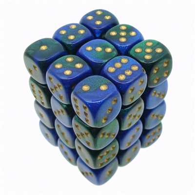 26836 Gemini 12mm d6 Blue-Green/gold