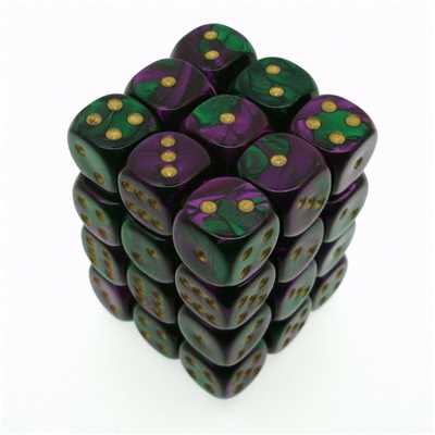 26834 Gemini 12mm d6 Green-Purple/gold