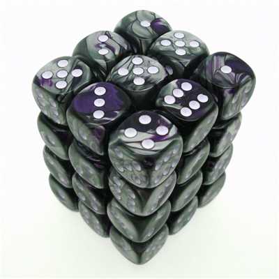 26832 Gemini 12mm d6 Purple-Steel w/white