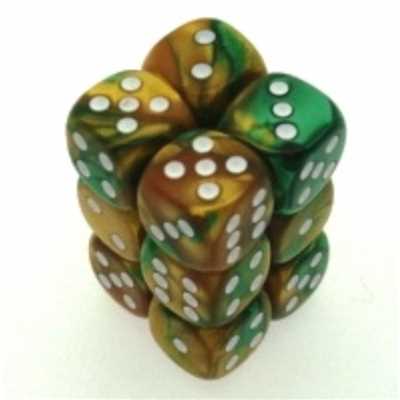 26625 Gemini 16mm d6 Gold-Green w/white