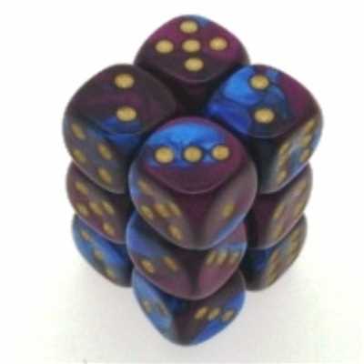 26628 Gemini 16mm d6 Blue-Purple w/gold