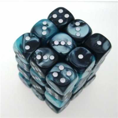 26846 Set 36 Dadi D6 (12mm) Black-Shell/White