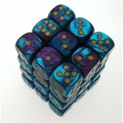 26849 Set 36 Dadi D6 (12mm) Purple-Teal/gold