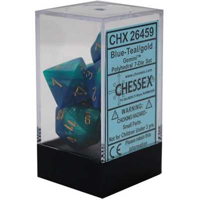 26459 Blue-Teal w/gold Gemini Dice